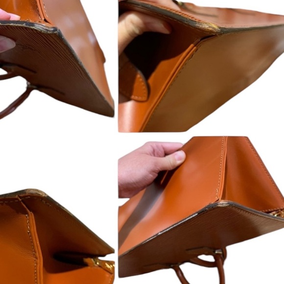 AUTHENTICATED LOUIS VUITTON EPI Leather SAC Triangle Hand Bag Cognac Brown +COA - Picture 13 of 16